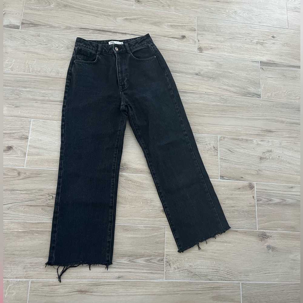 Zara wide leg black high rise jeans